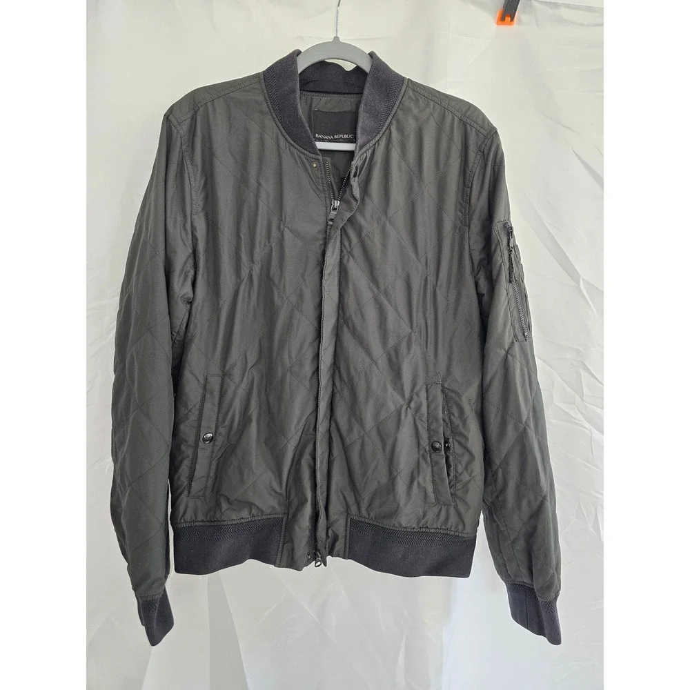 Banana Republic Mens Quilted Bomber Jacket Water Resistant Outerwear Size Medium